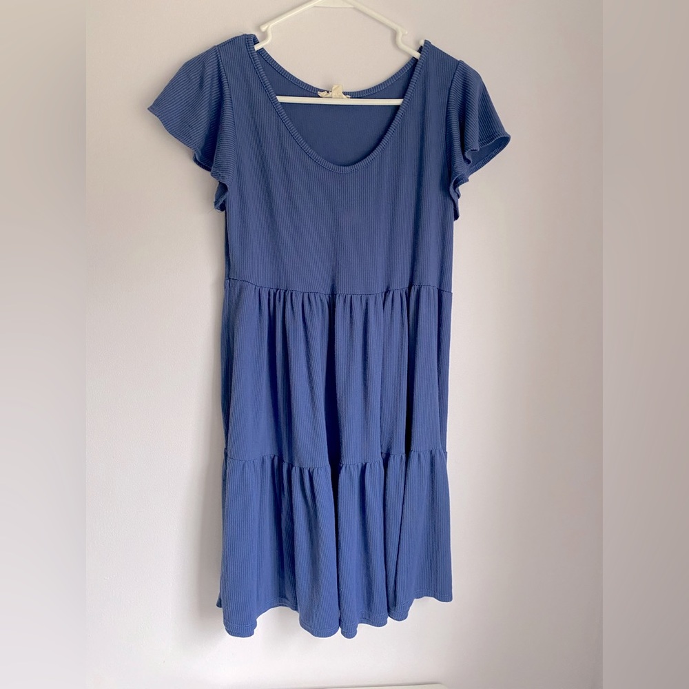 See You Monday large baby doll dress soft comfortable cap sleeve flutter tiered